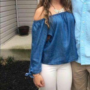 Off the shoulder Jean Top